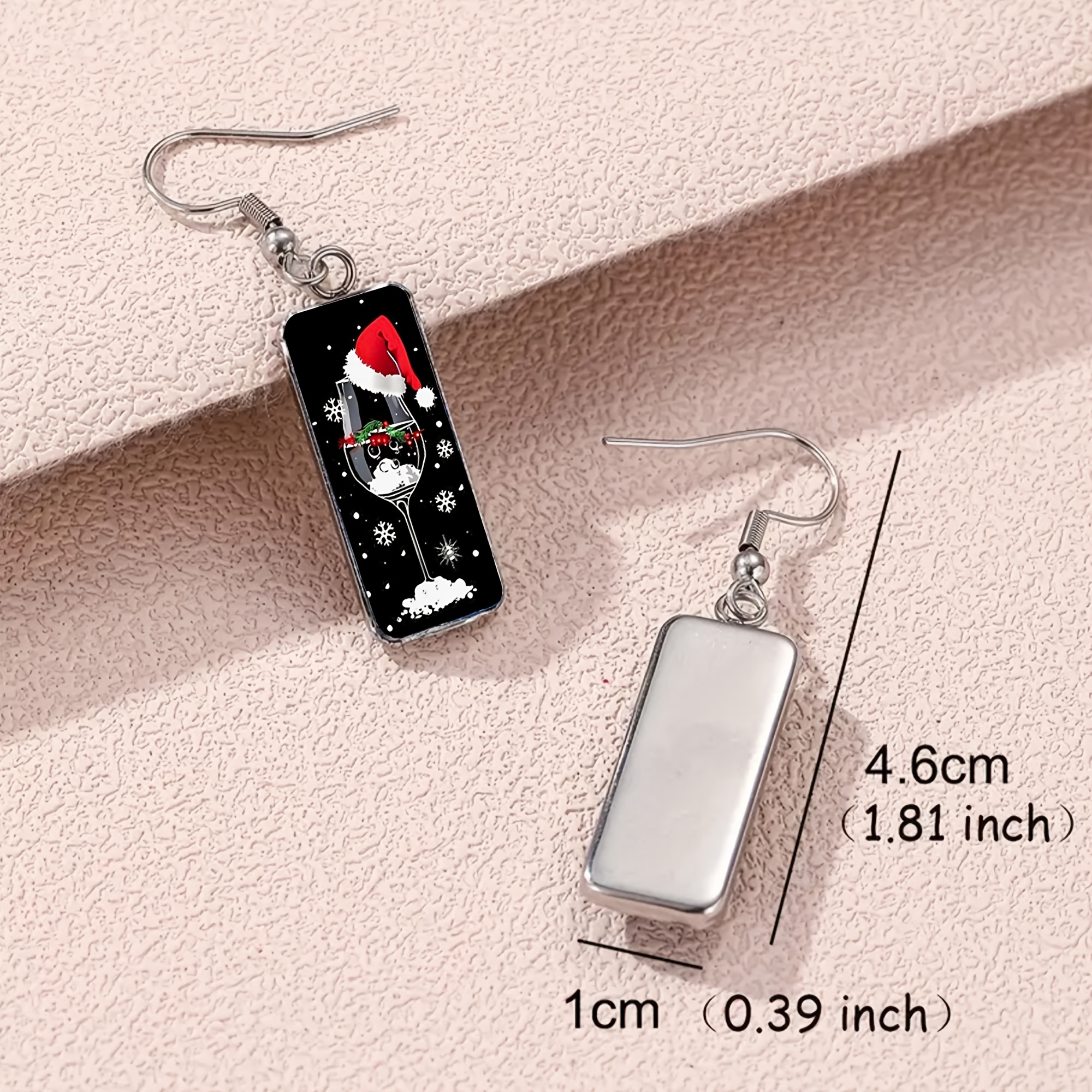 Christmas Hat Goblet Pattern Long Drop Earrings